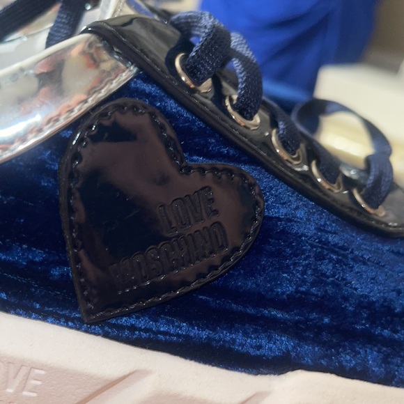 MOSCHINÓ SIZE EU 36 NEW SNEAKERS TENNIS SHOES ROYAL DEEP BLUE VELVET 💙 - Picture 7 of 10
